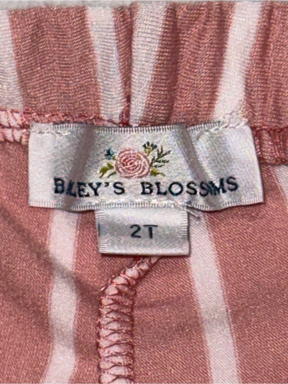 Baileys Blossums Striped Rust and White Tie-Shoulder Overalls 2T GUC - Picture 2 of 2